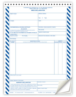 IMO Shipper's Declaration Form, 4-Part NCR, 100/ Pack - ICC Canada
