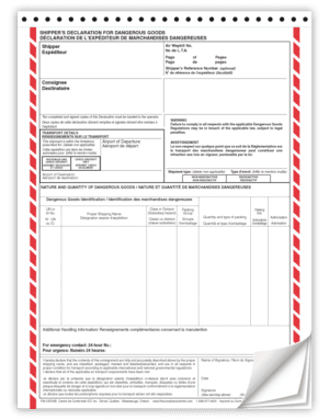 Air Declaration Form, 4-Part NCR, Bilingual (English/French), 100/Pack - ICC Canada