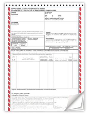 Air Declaration Form, 4-Part NCR, Bilingual (English/French), Preprinted, 100/Pack - ICC Canada