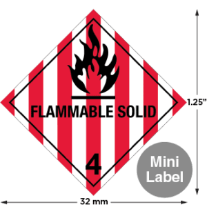 Hazard Class 4.1 - Flammable Solid, Worded, Mini High-Gloss Label, 500/roll - ICC Canada