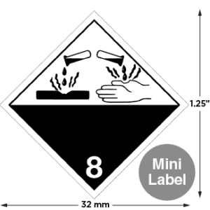 Hazard Class 8 - Corrosive Material, Mini High-Gloss Label, 500/roll - ICC Canada