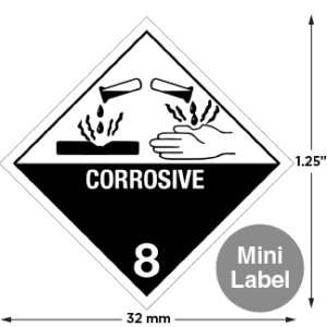 Hazard Class 8 - Corrosive Material, Worded, Mini High-Gloss Label, 500/roll - ICC Canada