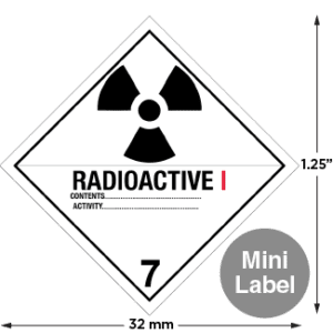 Hazard Class 7 - Radioactive Category I, Mini Worded, High-Gloss Label, 500/roll - ICC Canada