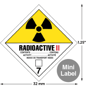 Hazard Class 7 - Radioactive Category II, Non-Worded, Mini High-Gloss Label, 500/roll - ICC Canada