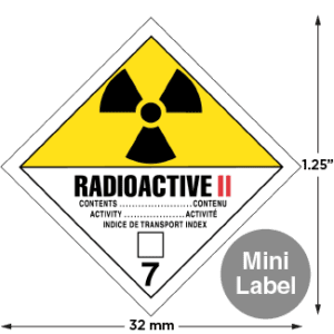 Hazard Class 7 - Radioactive Category II, Non-Worded, Mini High-Gloss Label, 500/roll - ICC Canada