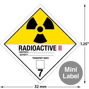 Hazard Class 7 - Radioactive Category II, Worded, Mini High-Gloss Label, 500/roll - ICC Canada