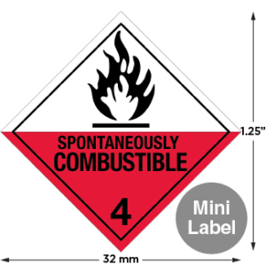 Hazard Class 4.2 - Spontaneously Combustible Material, Worded, Mini High-Gloss Label, 500/roll - ICC Canada
