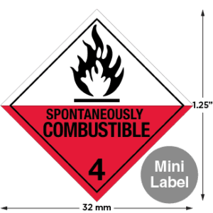 Hazard Class 4.2 - Spontaneously Combustible Material, Worded, Mini High-Gloss Label, 500/roll - ICC Canada