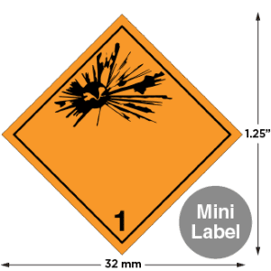 Hazard Class 1 - Explosive, Non-Worded, Mini High-Gloss Label, 500/roll - ICC Canada