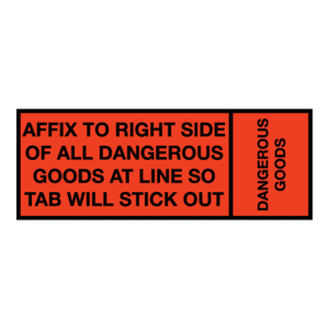 Dangerous Goods Label (with tab), 2" x 0.75", Fluorescent Paper, 500/Roll - ICC Canada