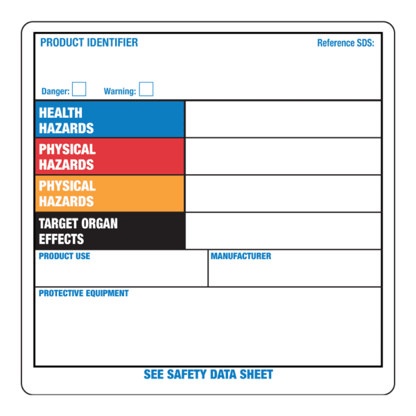 Blank Label, 4" x 4" GHS Workplace Orange System, 500/Roll - ICC Canada