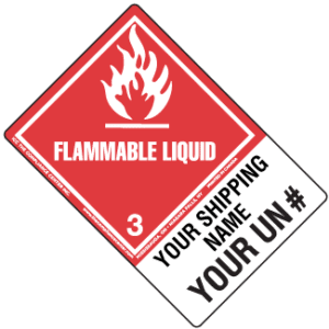 Hazard Class 3 - Flammable Liquid, Worded, High-Gloss Label, Shipping Name-Large Tab, Custom, 500/roll - ICC Canada