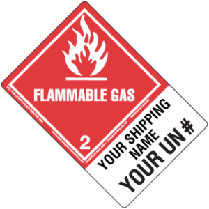 Hazard Class 2.1 - Flammable Gas, Worded, High-Gloss Label, Shipping Name-Large Tab, Custom, 500/roll - ICC Canada