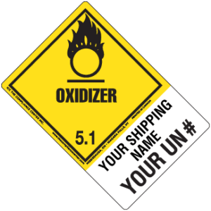 Hazard Class 5.1 - Oxidizer, Worded, High-Gloss Label, Shipping Name-Large Tab, Custom, 500/roll - ICC Canada