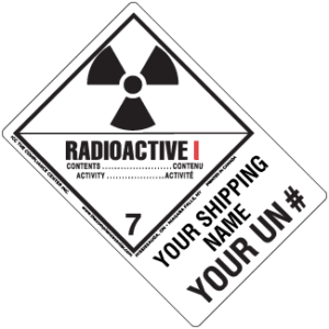 Hazard Class 7 - Radioactive Category I - Explosive, Non-Worded, High-Gloss Label, Shipping Name-Large Tab, Custom, 500/roll - ICC Canada
