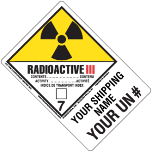 Hazard Class 7 - Radioactive Category III - Explosive, Non-Worded, High-Gloss Label, Shipping Name-Large Tab, Custom, 500/roll - ICC Canada