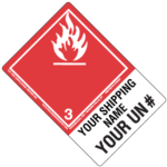 Hazard Class 3 - Flammable Liquid, Non-Worded, Vinyl Label, Shipping Name-Large Tab, Custom, 500/roll