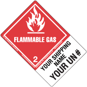 Hazard Class 2.1 - Flammable Gas, Worded, Vinyl Label, Shipping Name-Large Tab, Custom, 500/roll - ICC Canada