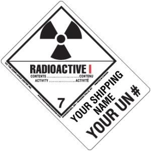 Hazard Class 7 - Radioactive Category I - Explosive, Non-Worded, Vinyl Label, Shipping Name-Large Tab, Custom, 500/roll - ICC Canada