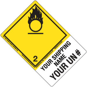 Hazard Class 2.2 (5.1) - Oxygen, Non-Worded, Vinyl Label, Shipping Name-Large Tab, Custom, 500/roll - ICC Canada