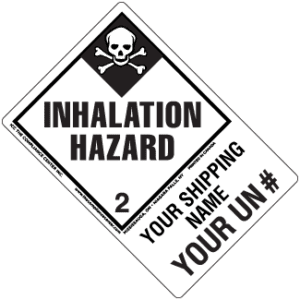 Hazard Class 2.3 - Inhalation Hazard, Worded, Vinyl Label, Shipping Name-Large Tab, Custom, 500/roll - ICC Canada