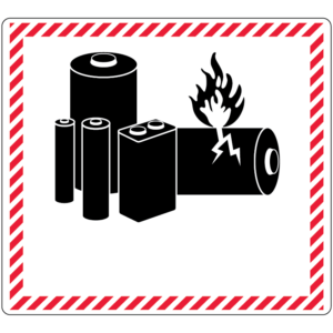 Lithium Battery Pictogram, 4.5" x 5", Gloss Paper, 500/Roll - ICC Canada