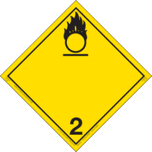 Hazard Class 2.2 (5.1) - Oxygen Placard, Removable Self-Stick Vinyl, Non-Worded - ICC Canada