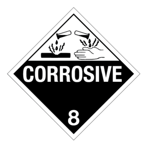 Hazard Class 8 - Corrosive Material Placard, Removable Self-Stick Vinyl, Worded - ICC Canada