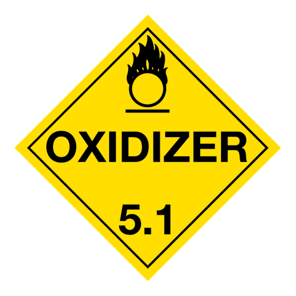 Hazard Class 5.1 - Oxidizer Placard, Removable Self-Stick Vinyl, Worded - ICC Canada
