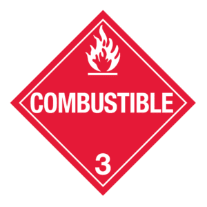 Hazard Class 3 - Combustible Liquid Placard, Removable Self-Stick Vinyl, Worded - ICC Canada