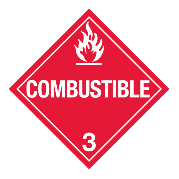 Hazard Class 3 - Combustible Liquid Placard, Removable Self-Stick Vinyl, Worded - ICC Canada