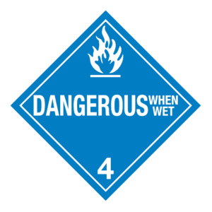 Hazard Class 4.3 - Dangerous When Wet Material Placard, Removable Self-Stick Vinyl, Worded - ICC Canada