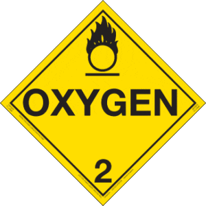 Hazard Class 2.2 (5.1) - Oxygen Placard, Removable Self-Stick Vinyl, Worded - ICC Canada