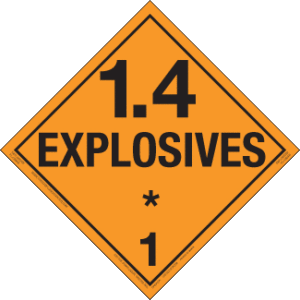 Hazard Class 1.4 - Explosives Placard, Removeable Self-Stick Vinyl, Worded - ICC Canada