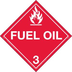 Hazard Class 3 - Fuel Oil Placard, Removable Self-Stick Vinyl, Worded - ICC Canada