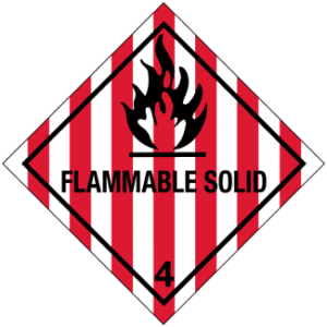 Hazard Class 4.1 - Flammable Solid, Worded, Vinyl Label, 500/roll - ICC Canada