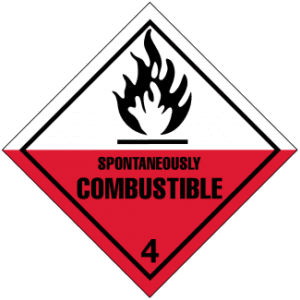 Hazard Class 4.2 - Spontaneously Combustible Material, Worded, Vinyl Label, 500/roll - ICC Canada