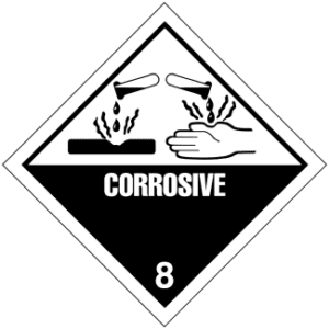 Hazard Class 8 - Corrosive Material, Worded, High-Gloss Label, 500/roll - ICC Canada