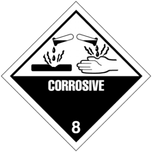 Hazard Class 8 - Corrosive Material, Worded, Vinyl Label, 500/roll - ICC Canada