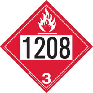 UN 1208, Hazard Class 3 - Flammable Liquid, Permanent Self-Stick Vinyl - ICC Canada