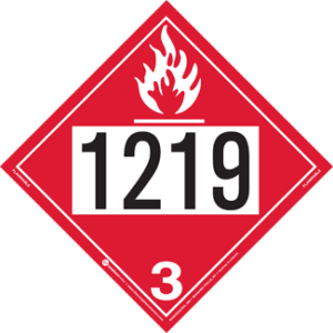 UN 1219, Hazard Class 3 - Flammable Liquid, Permanent Self-Stick Vinyl - ICC Canada