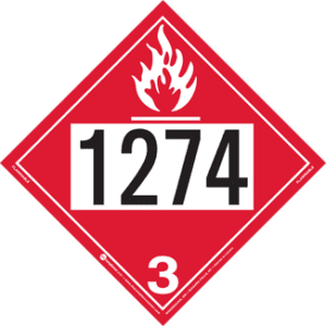 UN 1274, Hazard Class 3 - Flammable Liquid, Permanent Self-Stick Vinyl - ICC Canada