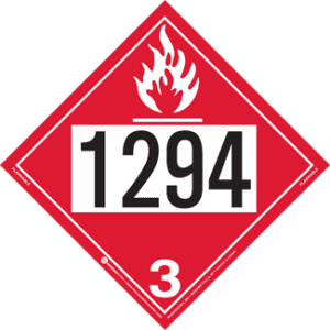 UN 1294, Hazard Class 3 - Flammable Liquid, Permanent Self-Stick Vinyl - ICC Canada
