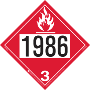 UN 1986, Hazard Class 3 - Flammable Liquid, Permanent Self-Stick Vinyl - ICC Canada