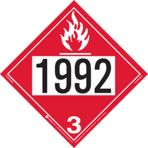 UN 1992, Hazard Class 3 - Flammable Liquid, Permanent Self-Stick Vinyl - ICC Canada