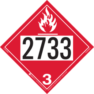 UN 2733, Hazard Class 3 - Flammable Liquid, Permanent Self-Stick Vinyl - ICC Canada