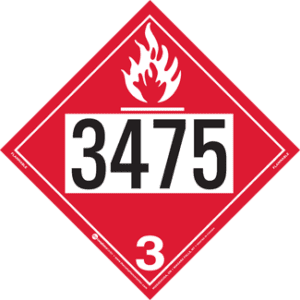 UN 3475, Hazard Class 3 - Flammable Liquid, Permanent Self-Stick Vinyl - ICC Canada