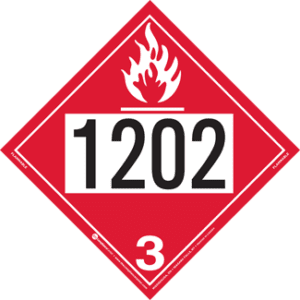 UN 1202, Hazard Class 3 - Flammable Liquid Placard, Removable Self-Stick Vinyl - ICC Canada