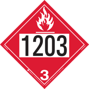 UN 1203 Placard, Hazard Class 3 - Flammable Liquid Placard, Removable Self-Stick Vinyl - ICC Canada