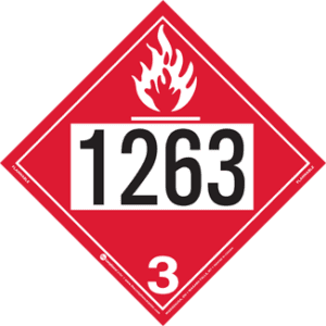 UN 1263, Hazard Class 3 - Flammable Liquid Placard, Removable Self-Stick Vinyl - ICC Canada
